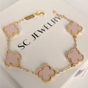 Pink Clover Bracelet Four Leaf Luxury Jewelry Baby Pink Clover